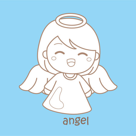 Alphabet A For Angel Vocabulary School Lesson Cartoon Digital Stamp Outlineのイラスト素材