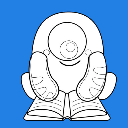 Cute Monster School Cartoon Digital Stamp Outlineのイラスト素材