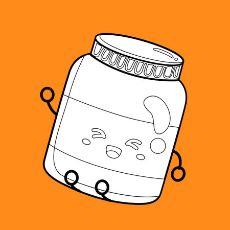 Jam Jar Cute Breakfast Menu Food Cartoon Digital Stamp Outlineのイラスト素材