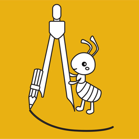 Cute Animal Study Mathematics Cartoon Digital Stamp Outlineのイラスト素材