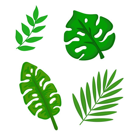 Green Nature Leaves Leaf Plants Cartoon Illustration Vector Clipart Sticker Background Decorationのイラスト素材