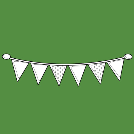 Bunting Flag Decoration Party Background Cartoon Digital Stamp Outlineのイラスト素材