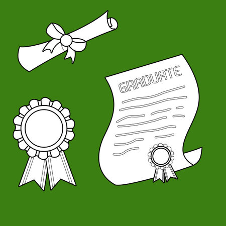 Certificate Medal Winning Championg Ornament Object Decoration Cartoon Digital Stamp Outlineのイラスト素材