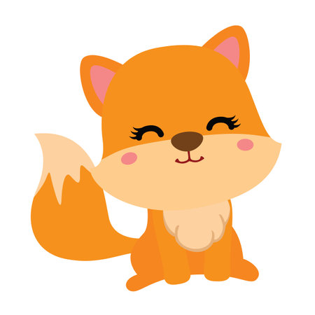 Cute Fox Animal Woodland Cartoon Illustration Vector Clipart Sticker Decoration Backgroundのイラスト素材