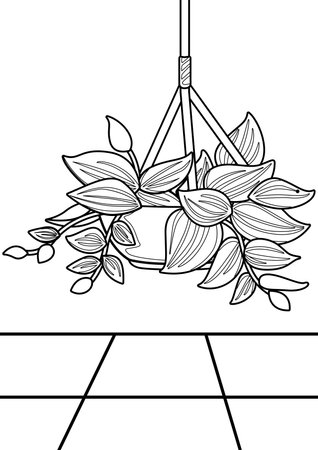 Pothos Cute Home Decor Leaves Home Plants Indoor Nature Cartoon Coloring Activity for Kids and Adultのイラスト素材