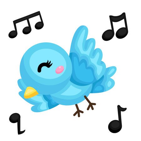 Cute and Funny Bird Animal Musicians Music Show Performance Cartoon Illustration Vector Sticker Clipart Decorationのイラスト素材