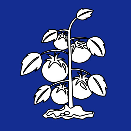 Farm Vegetable Harvesting Tomatoes Cartoon Digital Stamp Outlineのイラスト素材