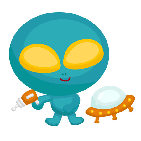 Funny Kids Wearing Alien Halloween Character Costume Party Celebration Cartoon Illustration Vector Clipart Sticker Decoration Backgroundのイラスト素材