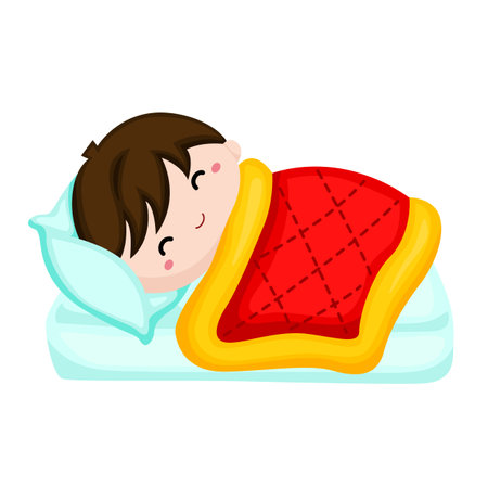 Kids Doing Daily Activity Sleeping Relax Holiday Take A Nap Cartoon Illustration Vector Clipart Sticker Decoration Backgroundのイラスト素材