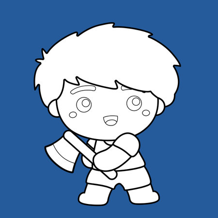 Jack and Thee Beanstalk Bedtime Story Classic Cartoon Digital Stamp Outlineのイラスト素材