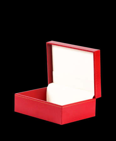 red gift box. isolated on black backgroundの写真素材