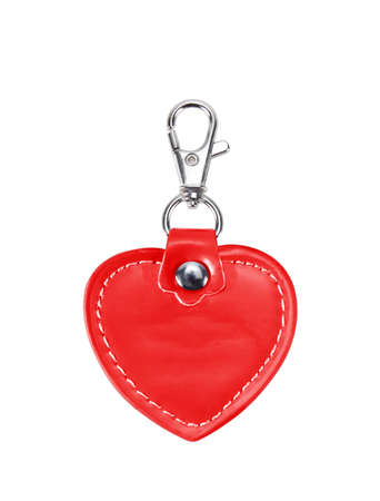 Leather Round Keychain with clip lock for Key Isolated on White Background