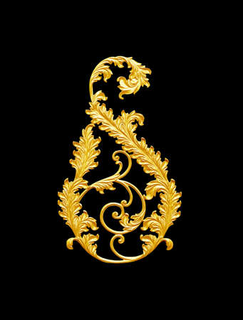 Ornament elements, vintage gold floral designs