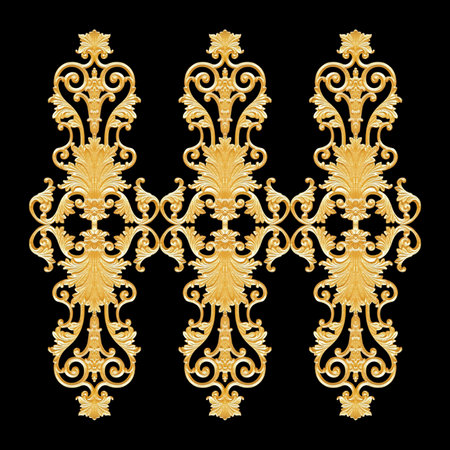 Ornament elements, vintage gold floral designsの写真素材