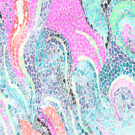 Colorful glass mosaic art and abstract wall backgroundの写真素材