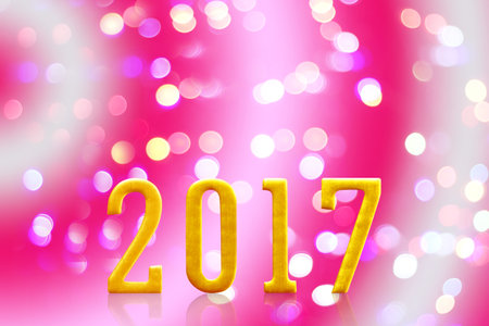 2017 year. on blurred bokeh light.