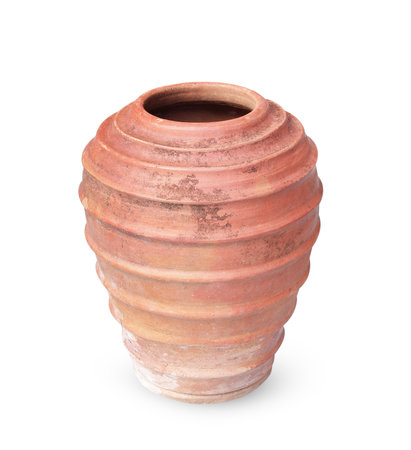 Old antique pot on white backgroundの写真素材