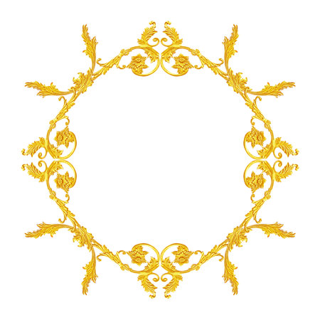 Ornament elements, vintage gold floral designsの写真素材