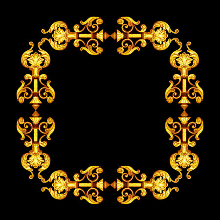 Ornament elements, vintage gold floral designsの写真素材