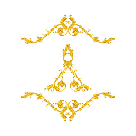 Ornament elements, vintage gold floral designsの写真素材
