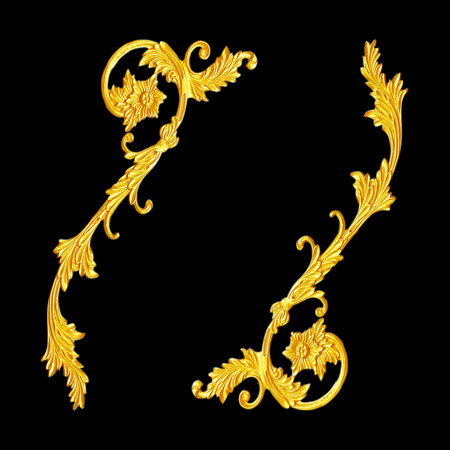 Ornament elements, vintage gold floral designs