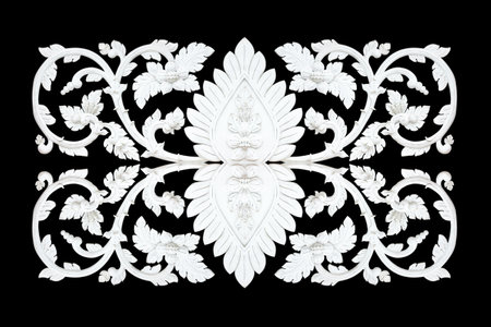 Pattern of Stucco flower carved on black  backgroundの写真素材