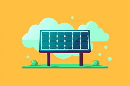 design of solar cells concept, green energy, vector graphic, AI generated.の素材