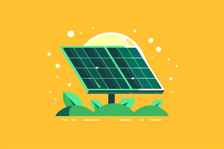 design of solar cells concept, green energy, vector graphic, AI generated.の素材