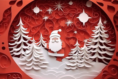Christmas greeting card with Santa Claus, AI generated.の素材