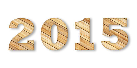 new 2015 year from wood. isolated on white backgroundの写真素材