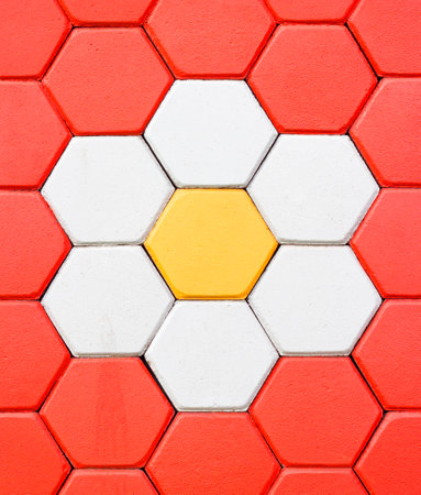 Hexagonal brick flooring backgroundの写真素材