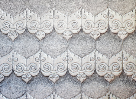 Aluminum Sheet pattern Crafts wall in the temple of thailand Lanna style Chiang Mai, Thailand.の写真素材