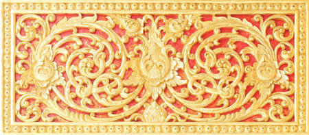 Pattern of wood carve gold paint for decoration
