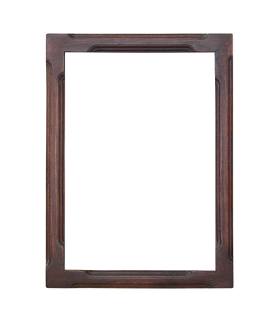 Classic wooden frame isolated on white backgroundの写真素材