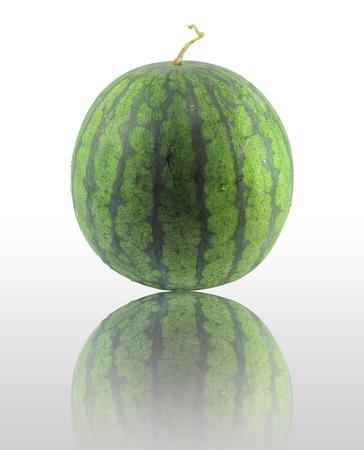Ripe and juicy water melon isolated on white backgroundの写真素材