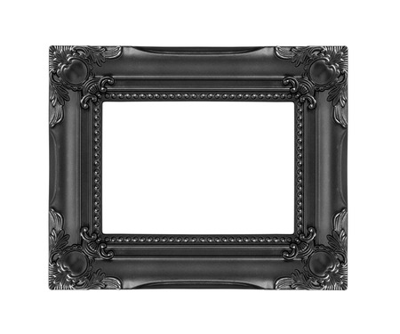 black picture frames. Isolated on white background の写真素材