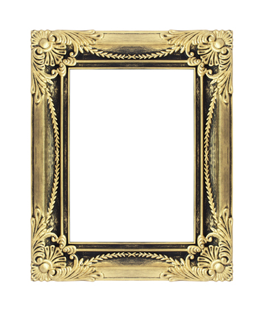 Gold picture frames. Isolated on white background の写真素材