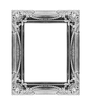 Silver picture frames. Isolated on white backgroundの写真素材