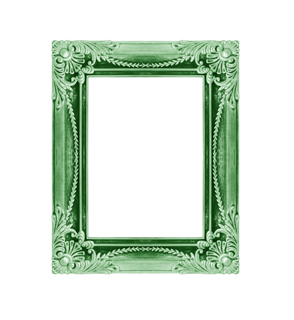 Green picture frame. Isolated on white backgroundの写真素材