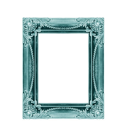 Green picture frame. Isolated on white backgroundの写真素材