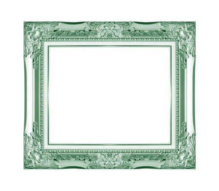 Green picture frame. Isolated on white backgroundの写真素材