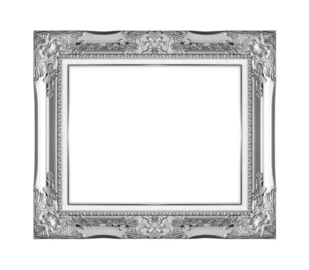 Silver picture frames. Isolated on white backgroundの写真素材