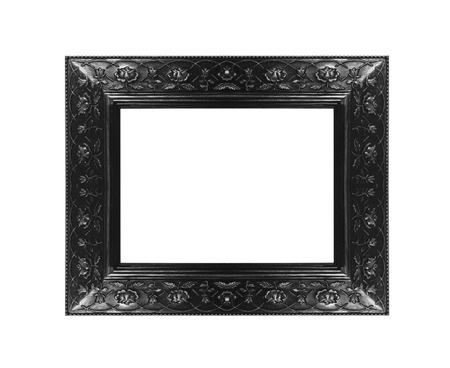 black picture frames. Isolated on white background の写真素材