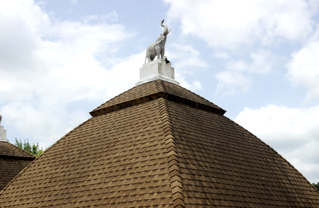 Roof tiles under blue sky の写真素材