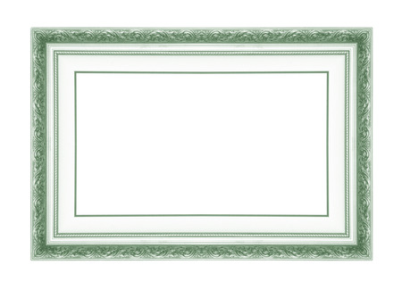 green antique  picture frames. Isolated on white backgroundの写真素材