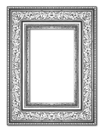 silver antique vintage  picture frames. Isolated on white backgroundの写真素材