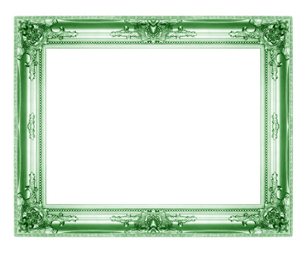 old green picture frames. Isolated on white backgroundの写真素材