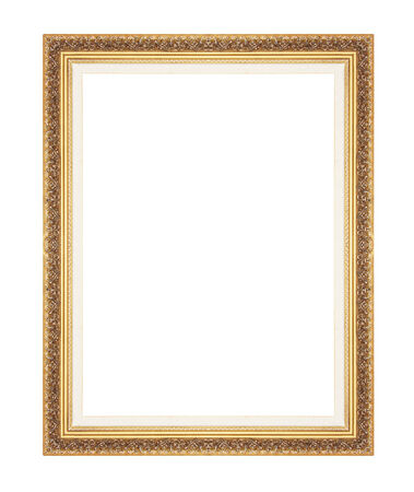 Gold picture frames. Isolated on white backgroundの写真素材