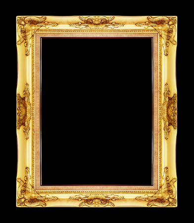 old antique vintage  picture frames. Isolated on black backgroundの写真素材