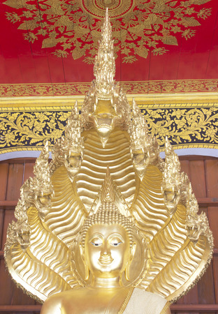 The Buddha statue at Wat Chiang Mai, Thailand.の写真素材